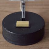 Small vintage bedside lamp in molded glass, chrome metal and steel - 1950s