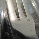 12 silver plated cake forks, goldsmith sfam, empire style