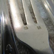 12 silver plated cake forks, goldsmith sfam, empire style