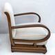 Art Deco Italian Walnut and Velvet Armchair and Ottoman, 1920s