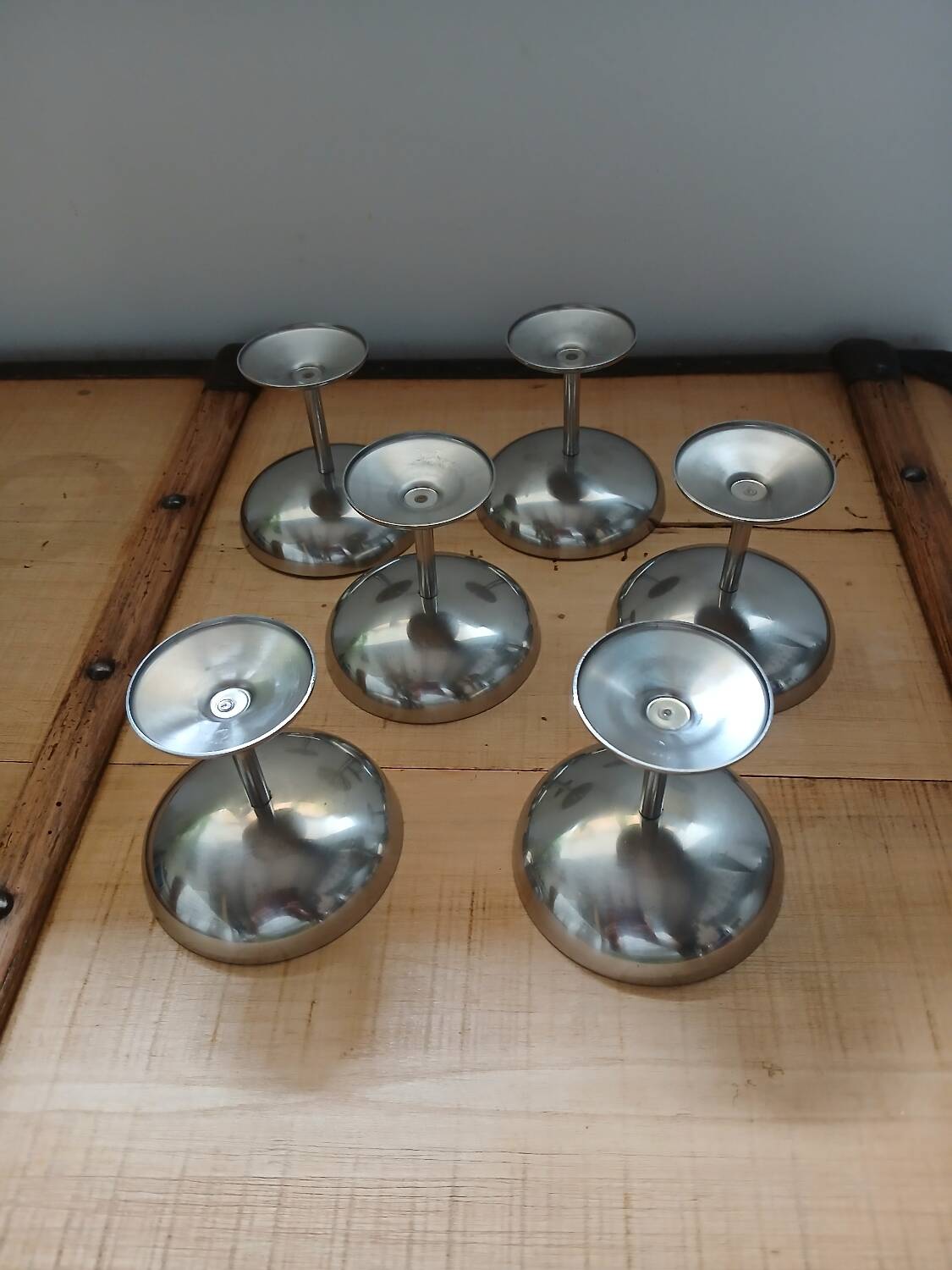 6 antique solid stainless steel ice cream cups