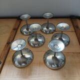 6 antique solid stainless steel ice cream cups