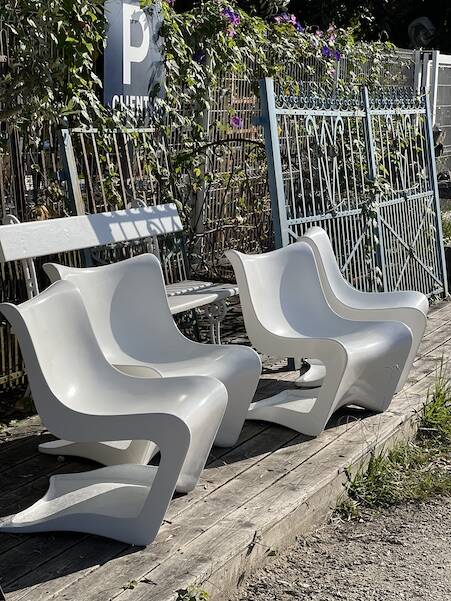 2 pairs of Silene armchairs by M.Borgnat