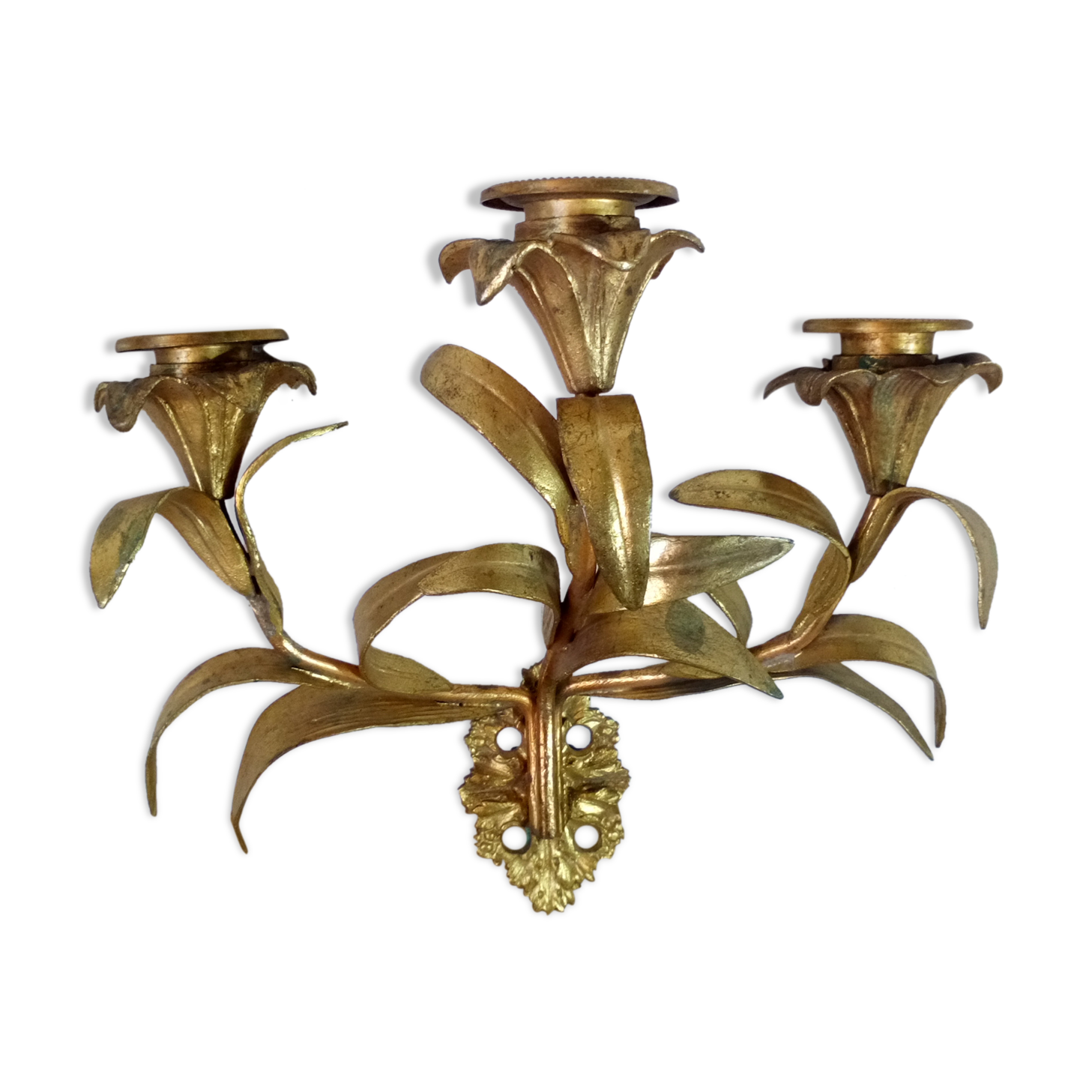 Candlestick wall light late 19th gilded bronze