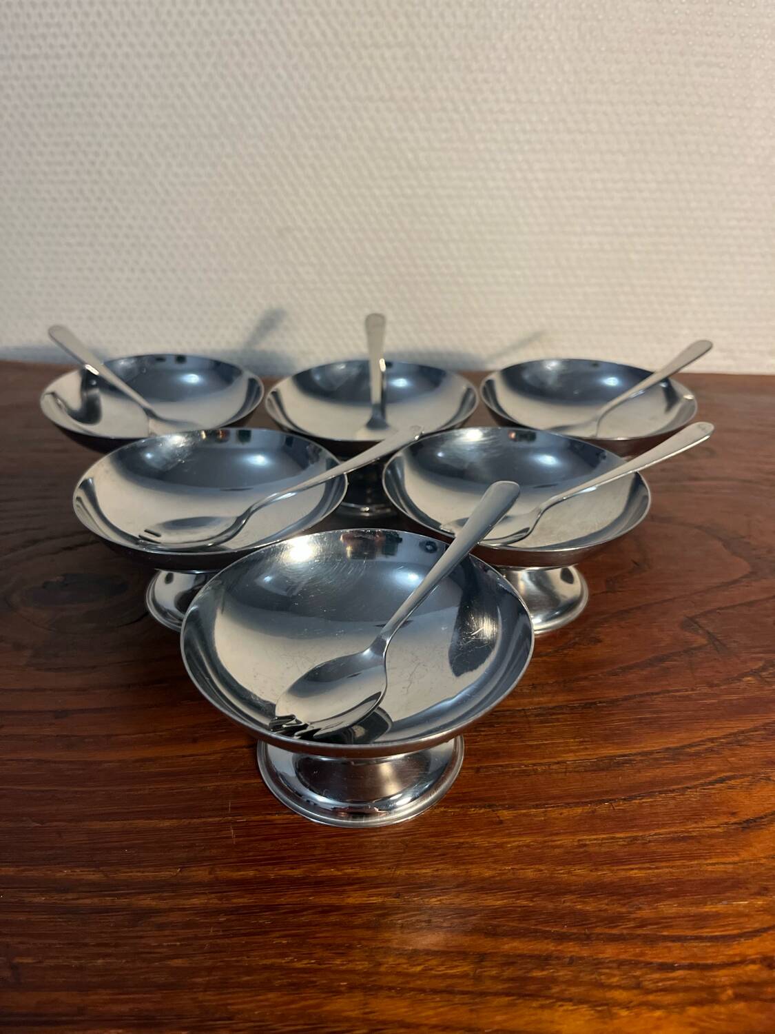 France stainless steel sorbet ice cream cup with mini fork
