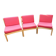 Set of 3 vintage armchairs from the 60s/70s – light wood and red faux leather.