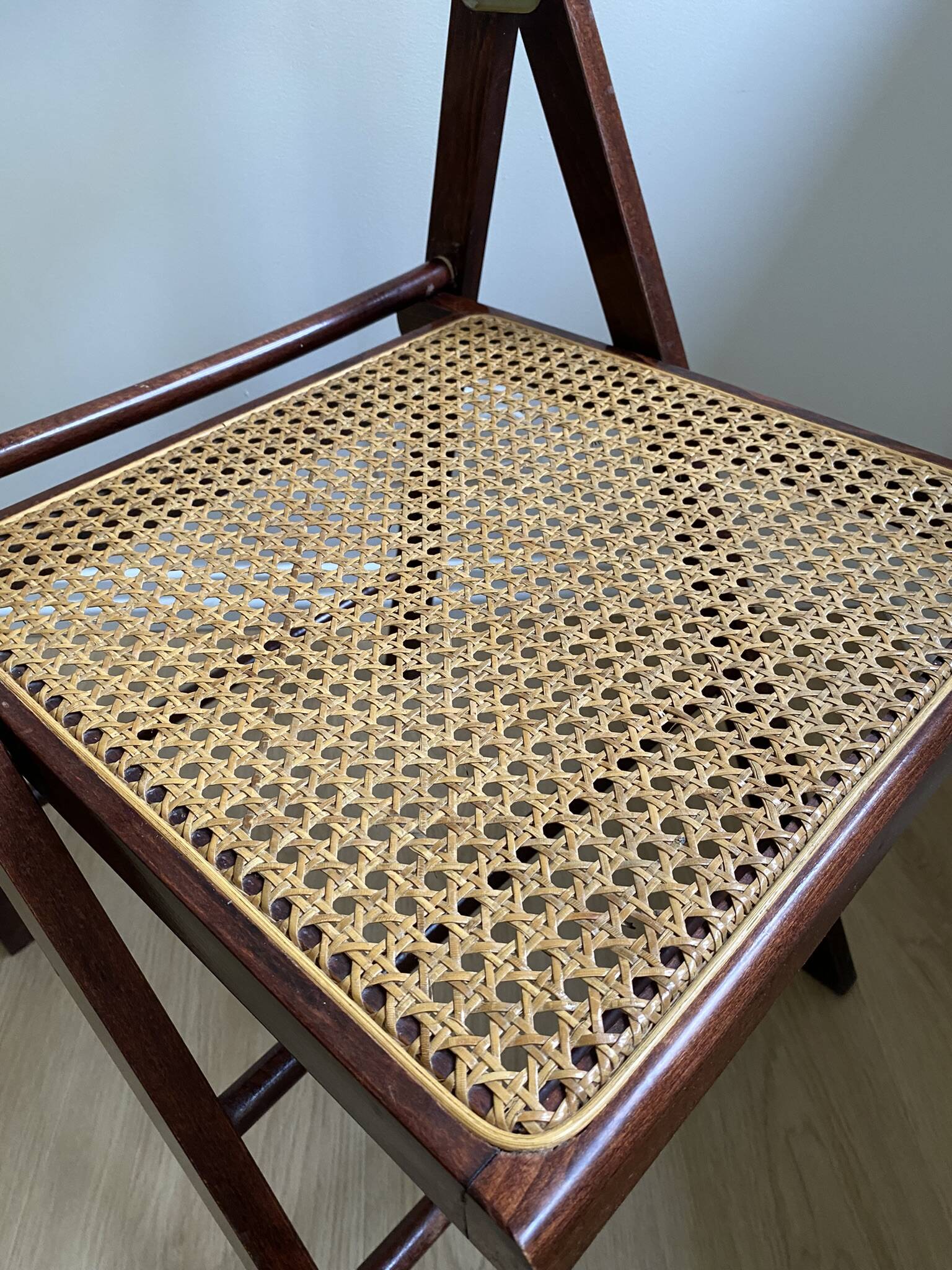 Folding chair occasional chair vintage wooden office chair with cane seat