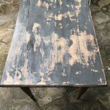 Old farmhouse table desk 1 drawer solid wood patinated black top