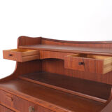 Teak Danish secretary with pull out mirror and desk, 1960s