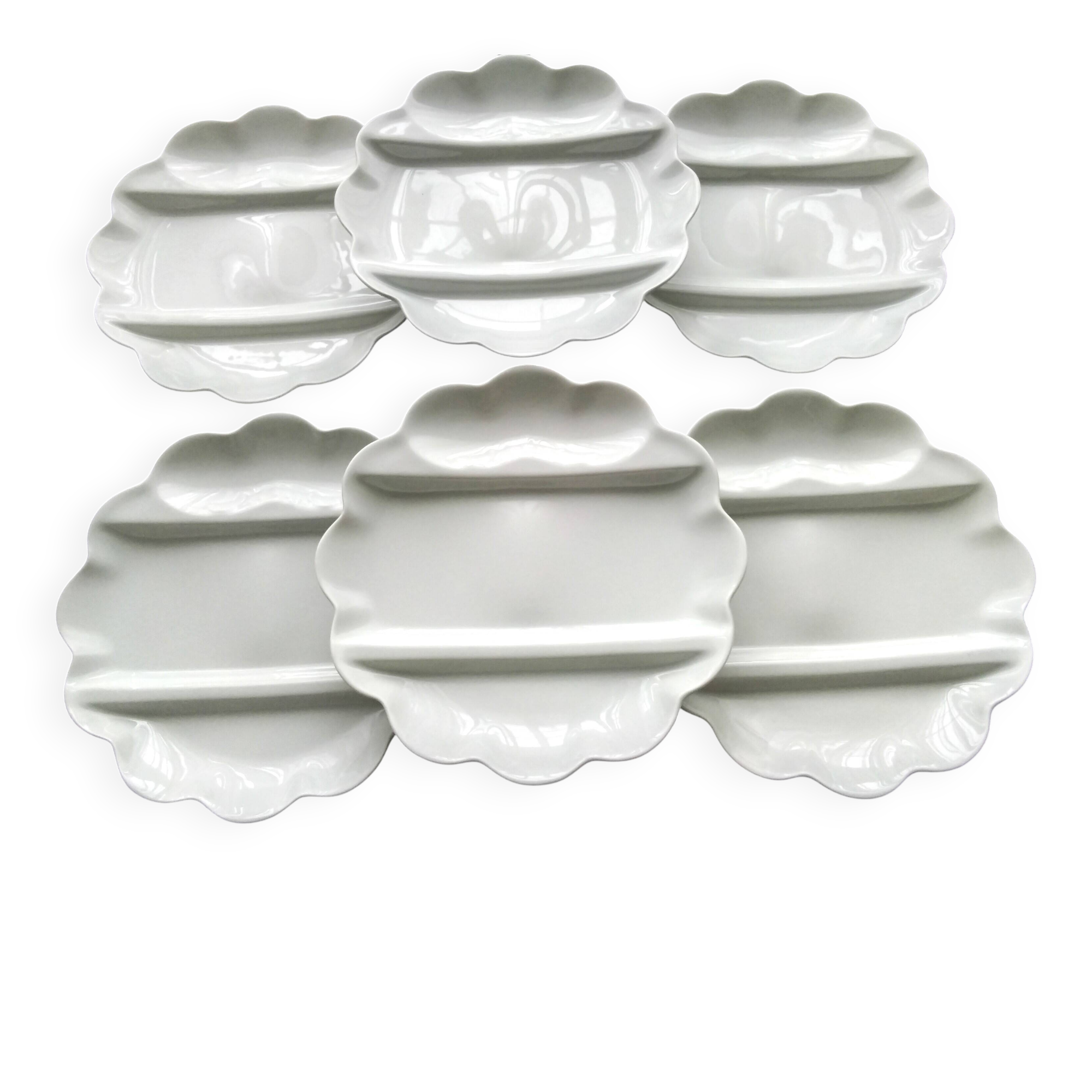 6 white Limoges porcelain asparagus plates