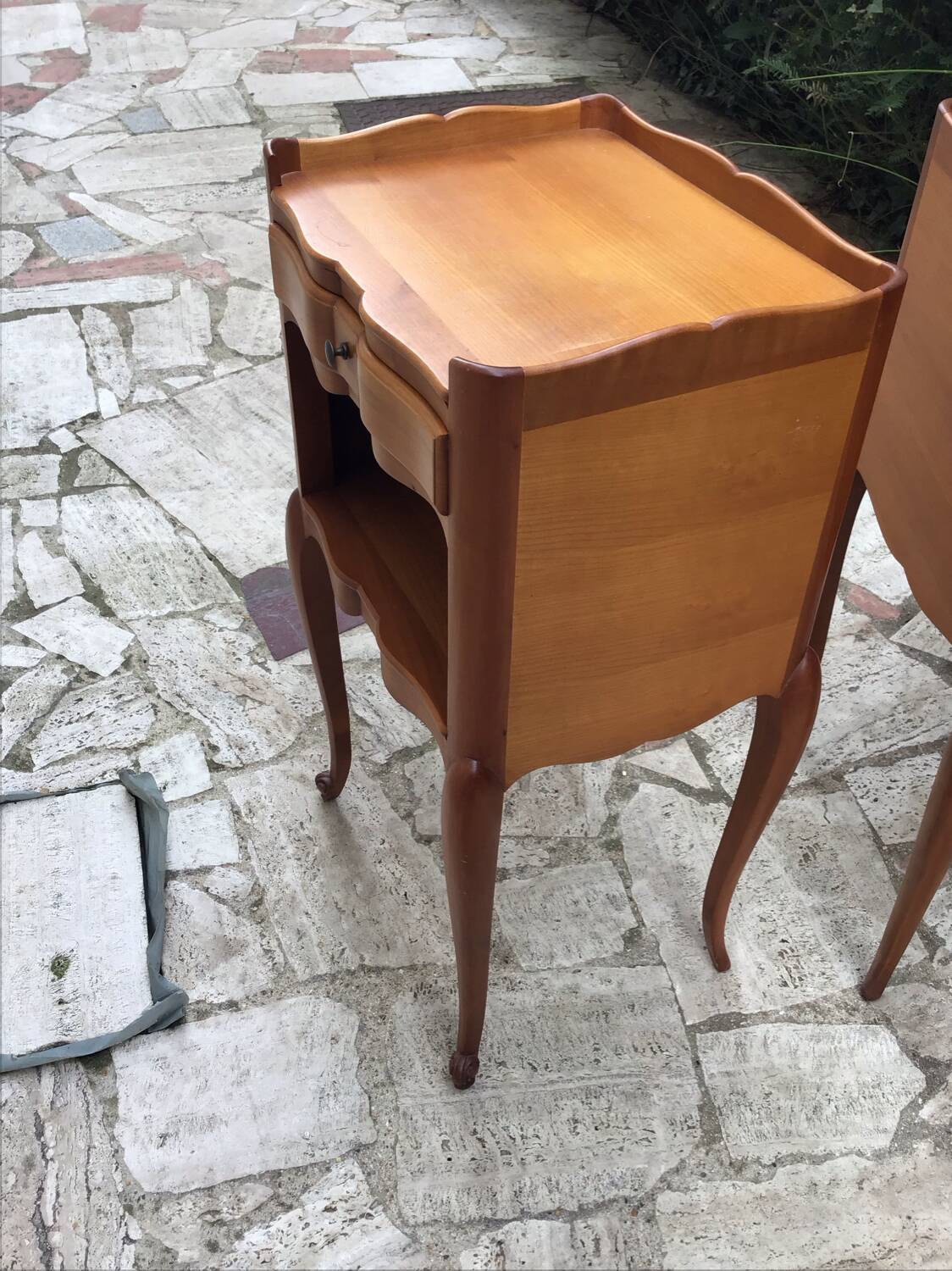Pair of Louis XV style bedside tables in solid wood