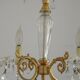 Mid-century brass, glass, and crystal chandelier with 4 lights 5099