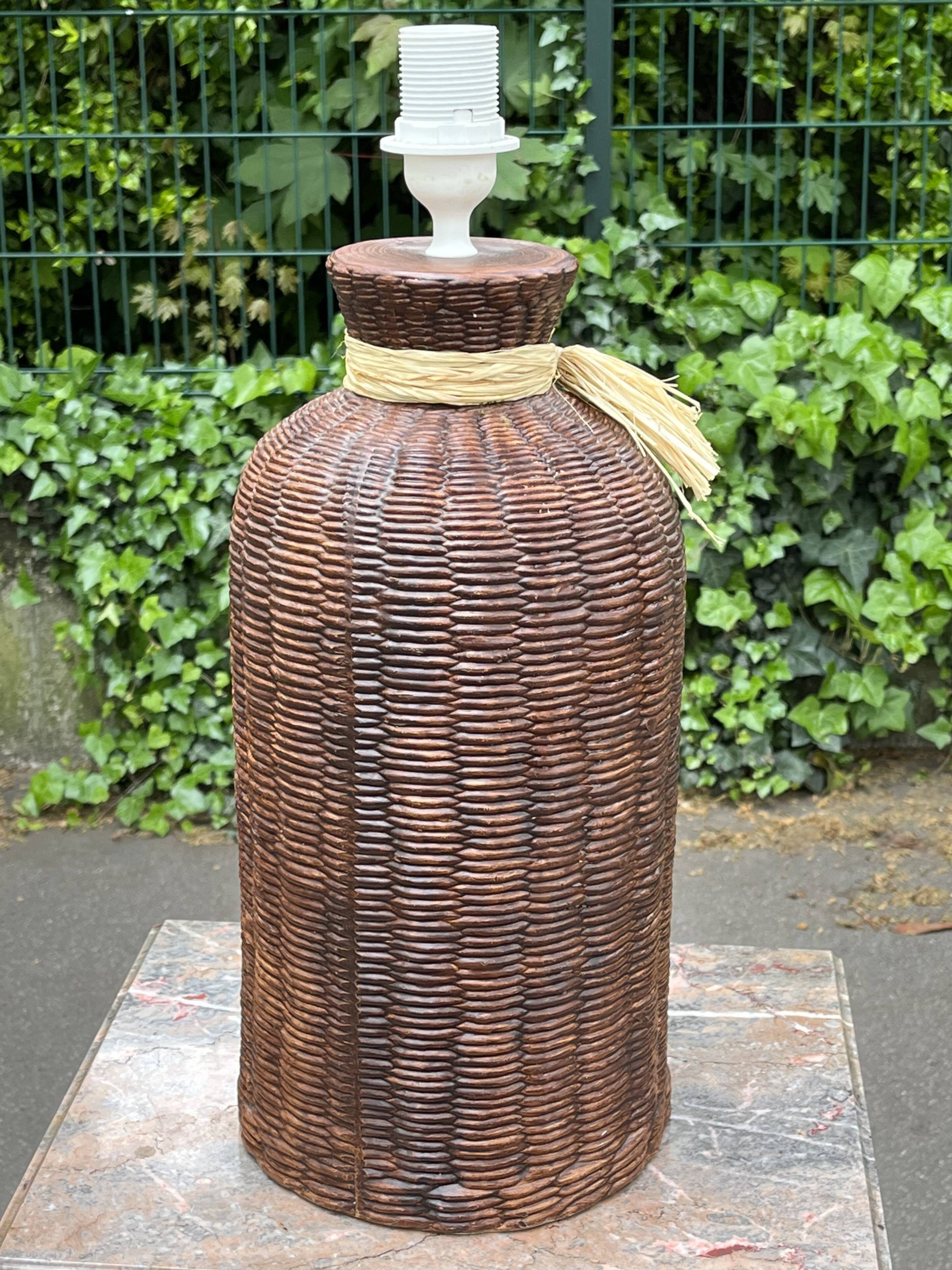 Large vintage 80s ceramic trompe l'oeil lamp