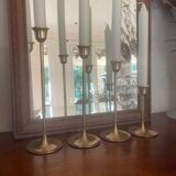 Set of 4 Scandinavian brass candlesticks
