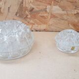 Pair old vase pique flowers molded glass made in france vintage