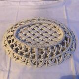 Old Oval Plate Cut-Out Ceramic Flower Relief Decor Italy Wine