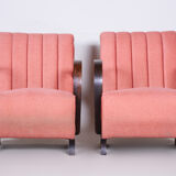 2 fauteuils art déco rose tchéquie des années 1930