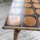 1950s rattan table with ceramic top