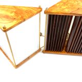 Leonardo Mosso 2 palisander and brass table lamps, Italy 1970s