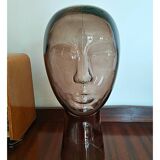 Tête de mannequin en verre fumé vintage