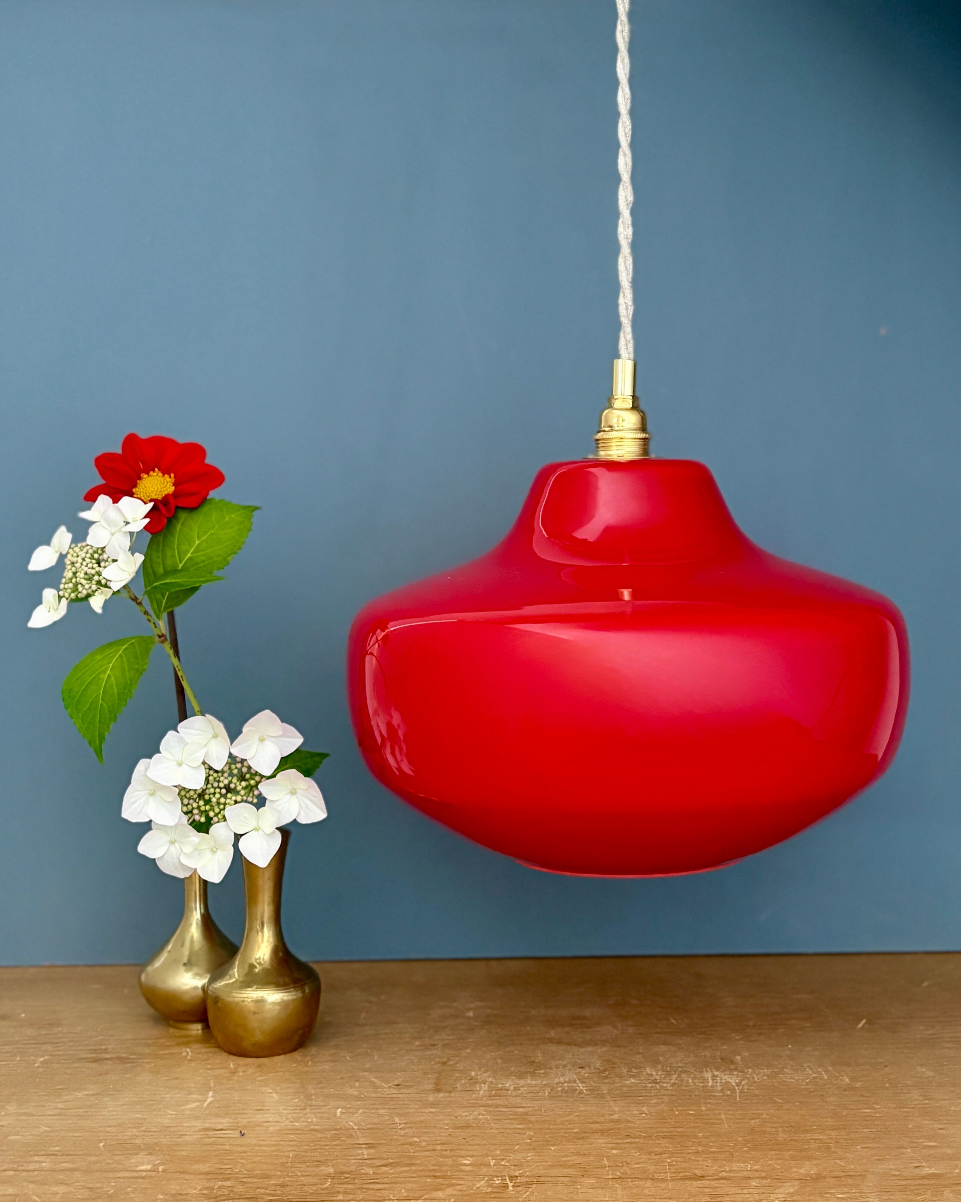 Vintage red opaline suspension globe