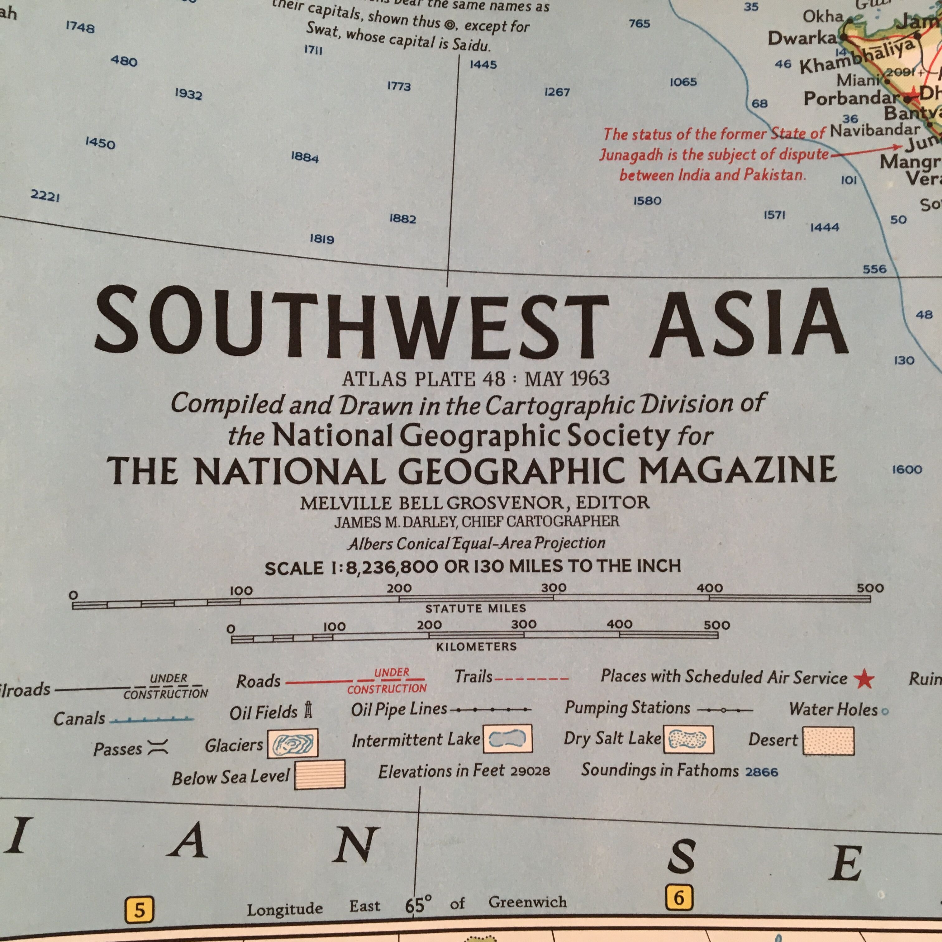 Carte Southwest Asia National Geographic 1963