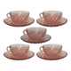 Lot de 5 tasses à café + sous-tasses – Verre rose Rosaline Arcoroc – Années