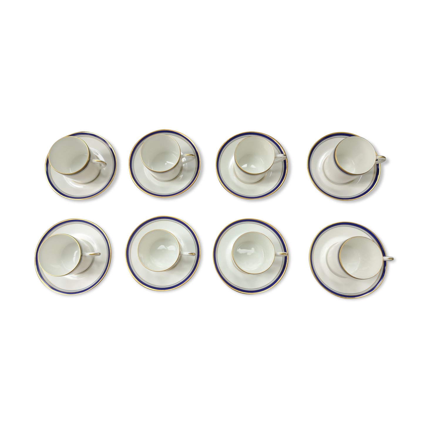 Haviland coffee cup and saucers - midnight blue collection - porcelain limoges