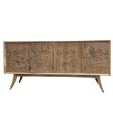 Enfilade / buffet, by Rafael García Nicolau, carved oak, Mid-century, 1970s – Spain
