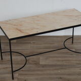 Coffee table in marble and black lacquered metal, 1950