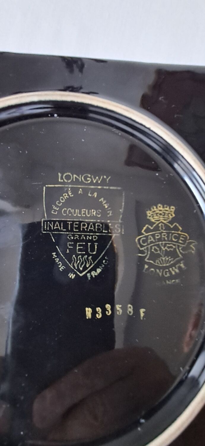 Longwy ceramic trivet, hand-painted decoration