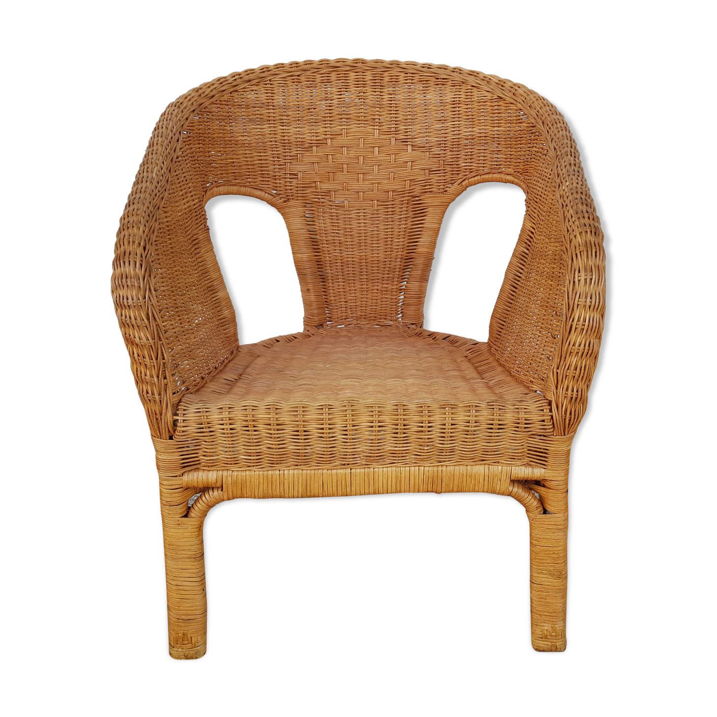 Old 50s 60s chair in Bamboo, Rotin and Vintage Osier