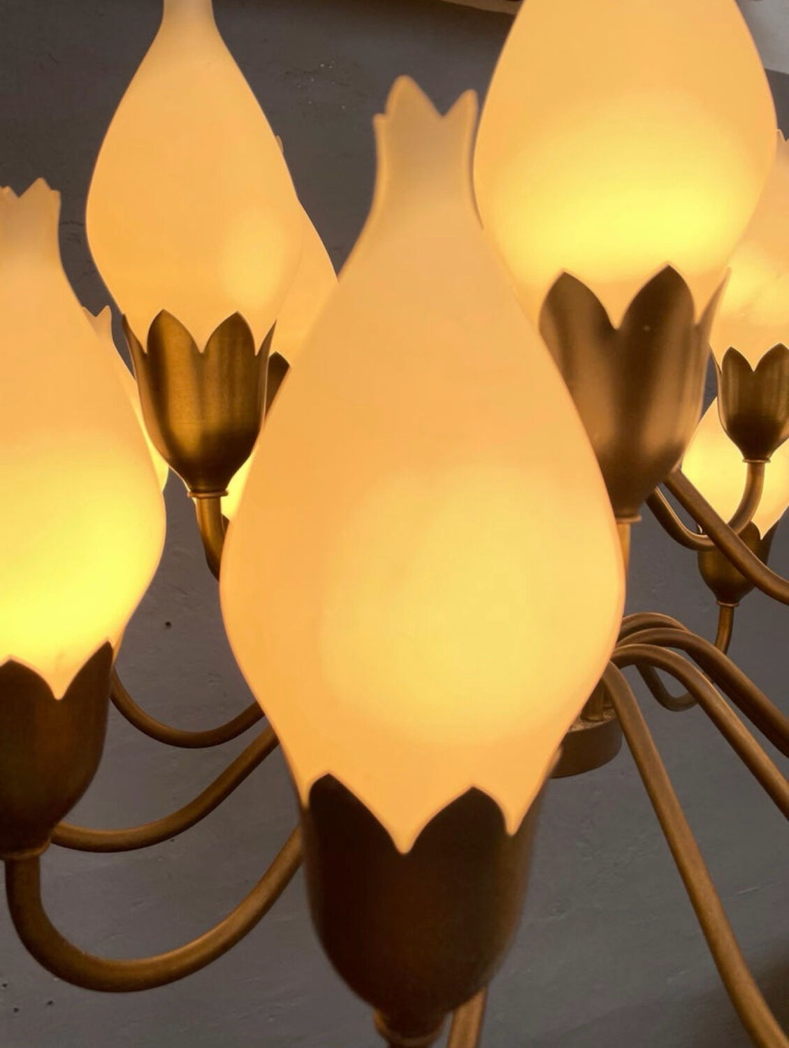 Mid-Century 18-Arm Tulip Pendant Chandelier by Fog & Mørup, Denmark