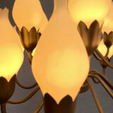 Mid-Century 18-Arm Tulip Pendant Chandelier by Fog & Mørup, Denmark