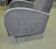 Art Deco grey armchair in fabric and silver-painted wood with brass studs, 1930s