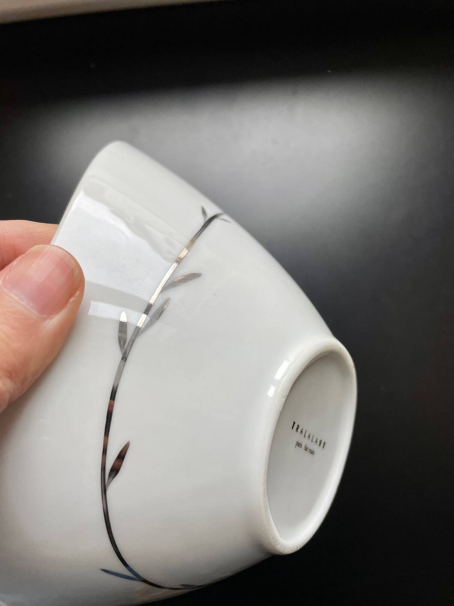 5 White and Silver Porcelain Bowls Made in France
