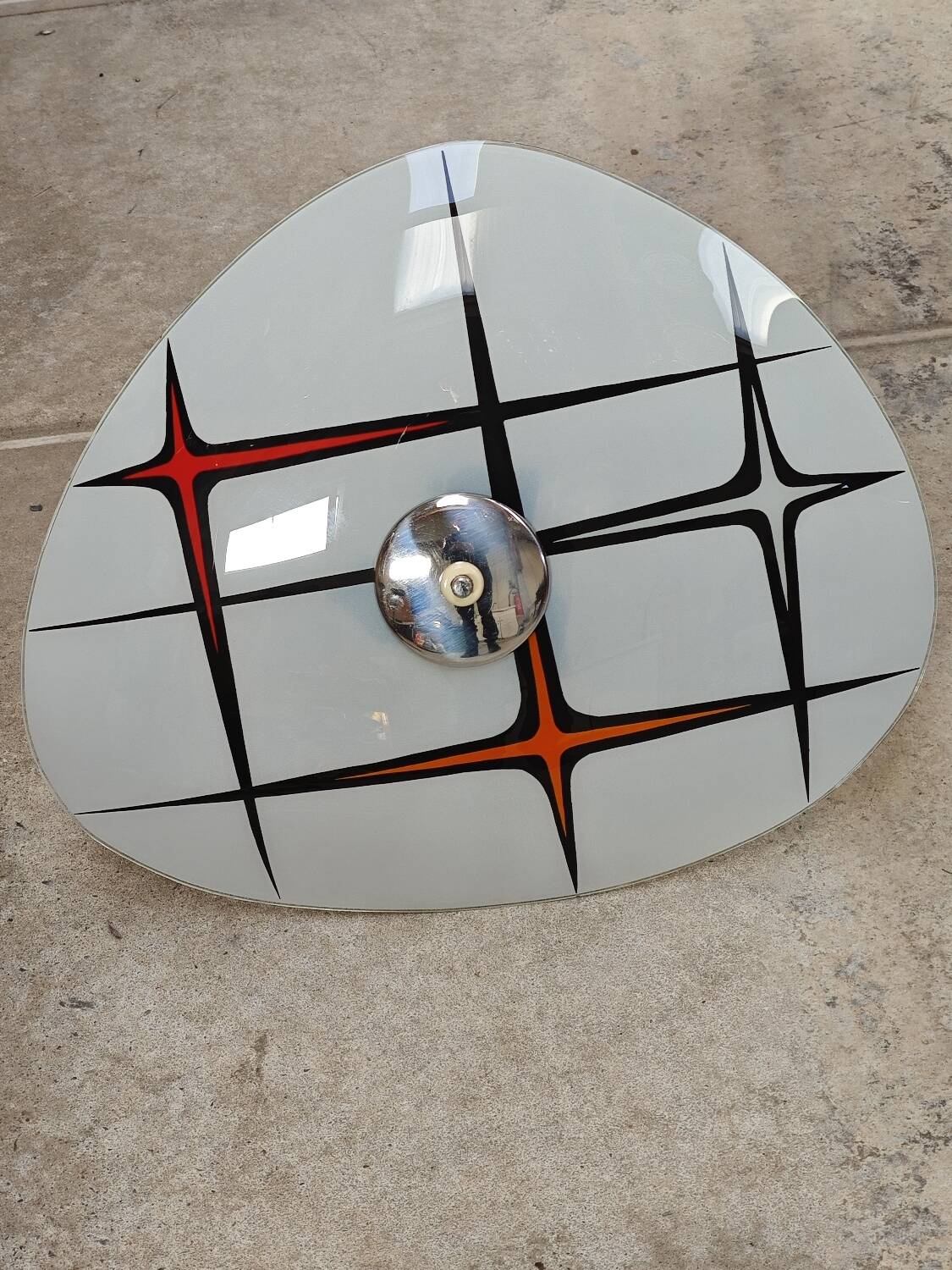 Modernist Czechoslovakian Zukov pendant light, geometric pattern, 1960