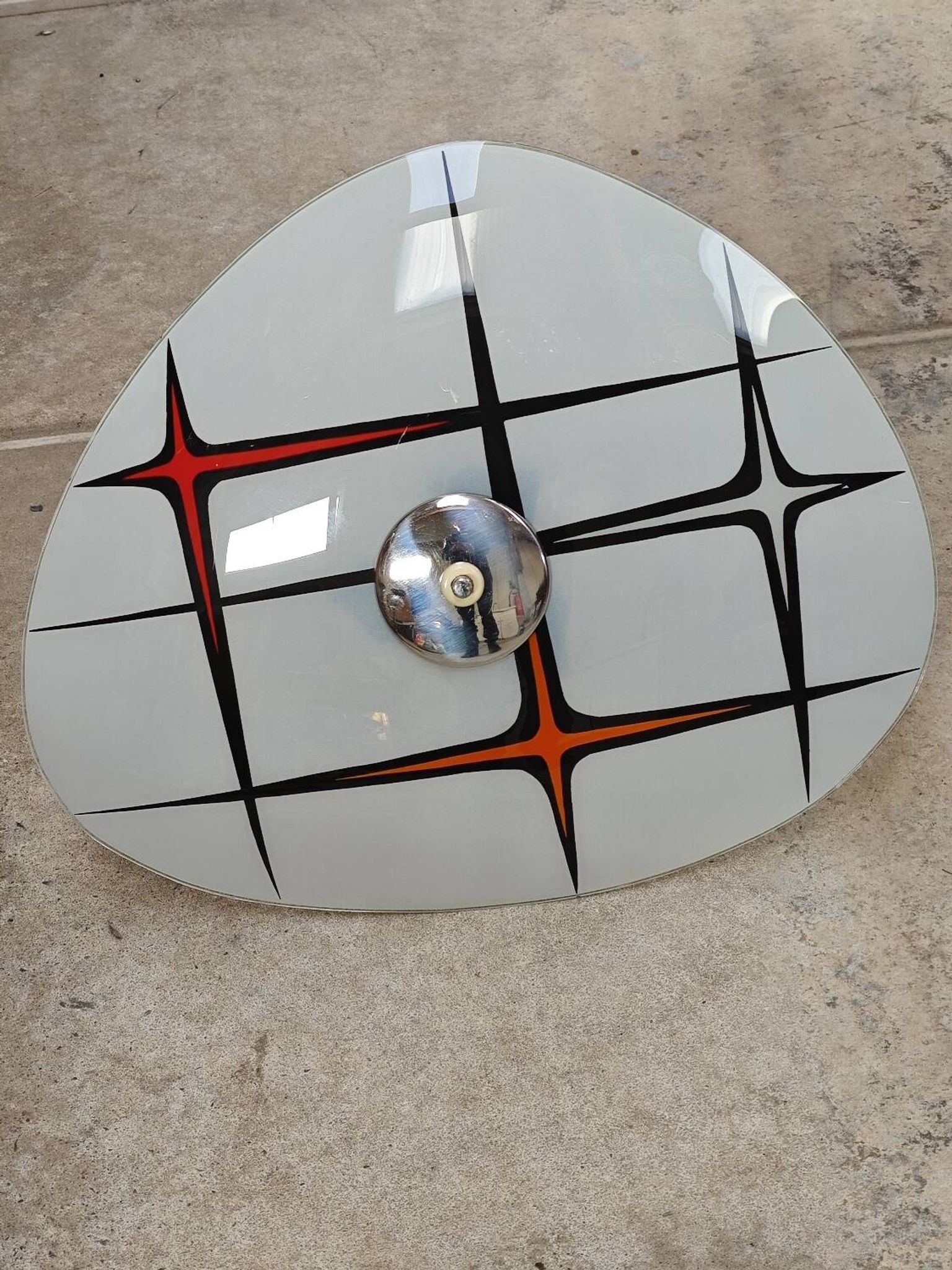 Modernist Czechoslovakian Zukov pendant light, geometric pattern, 1960