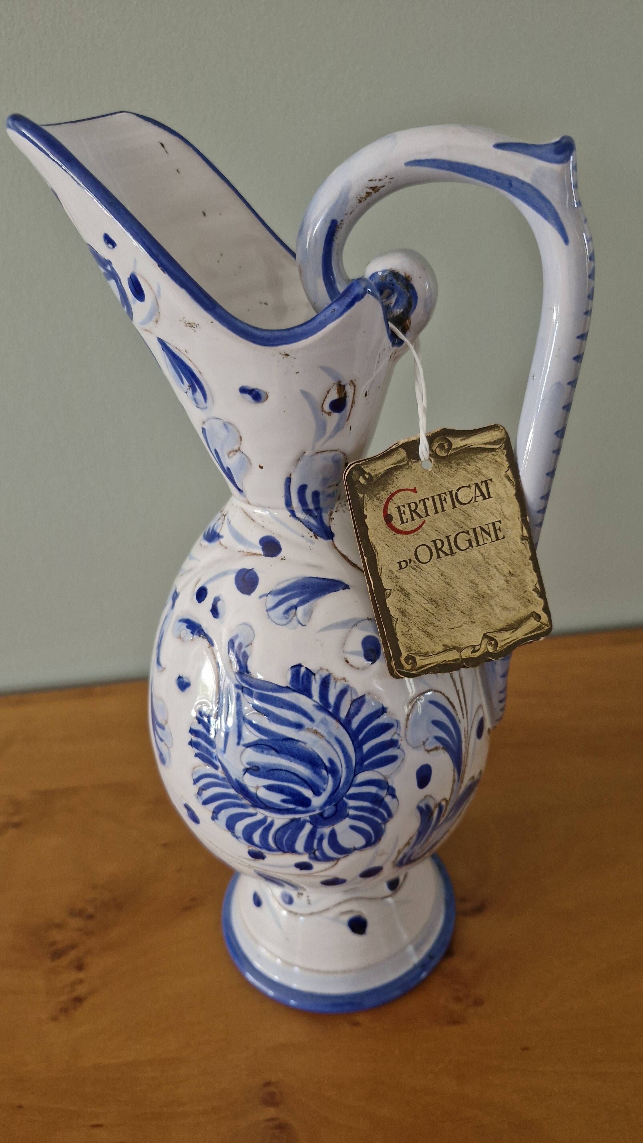 Vintage ceramic jug from Tuscany (Italy) Numbered 8536 with