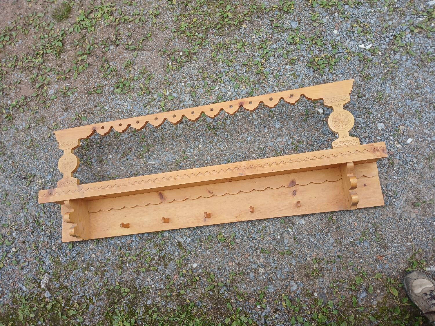 Antique carved wooden wall shelf
