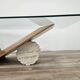 Valentino coffee table by Cattelan Italia in glass, wood, and travertine
