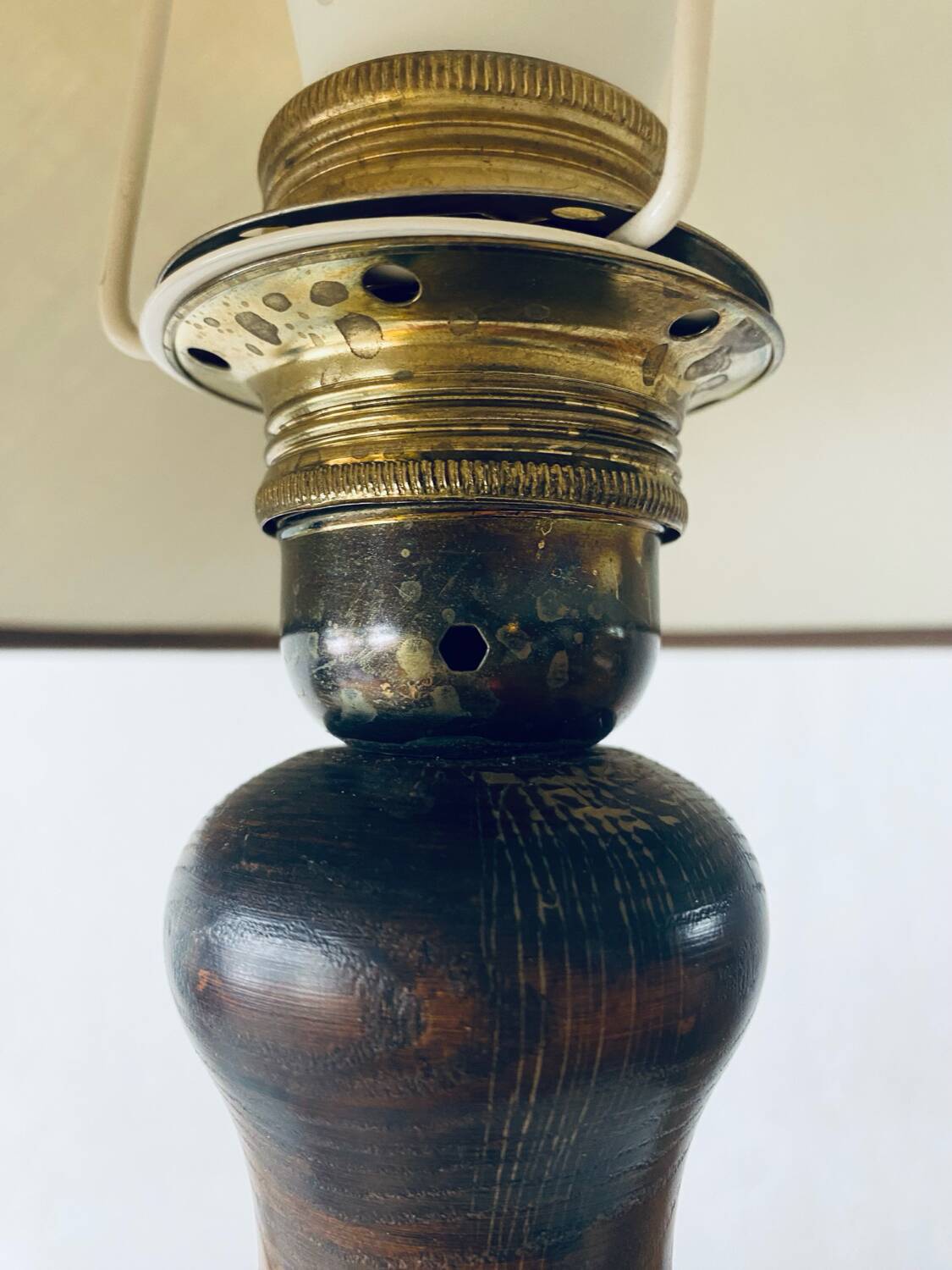 Turned wooden chalet lamp