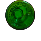 Green apothecary jar with golden patterns