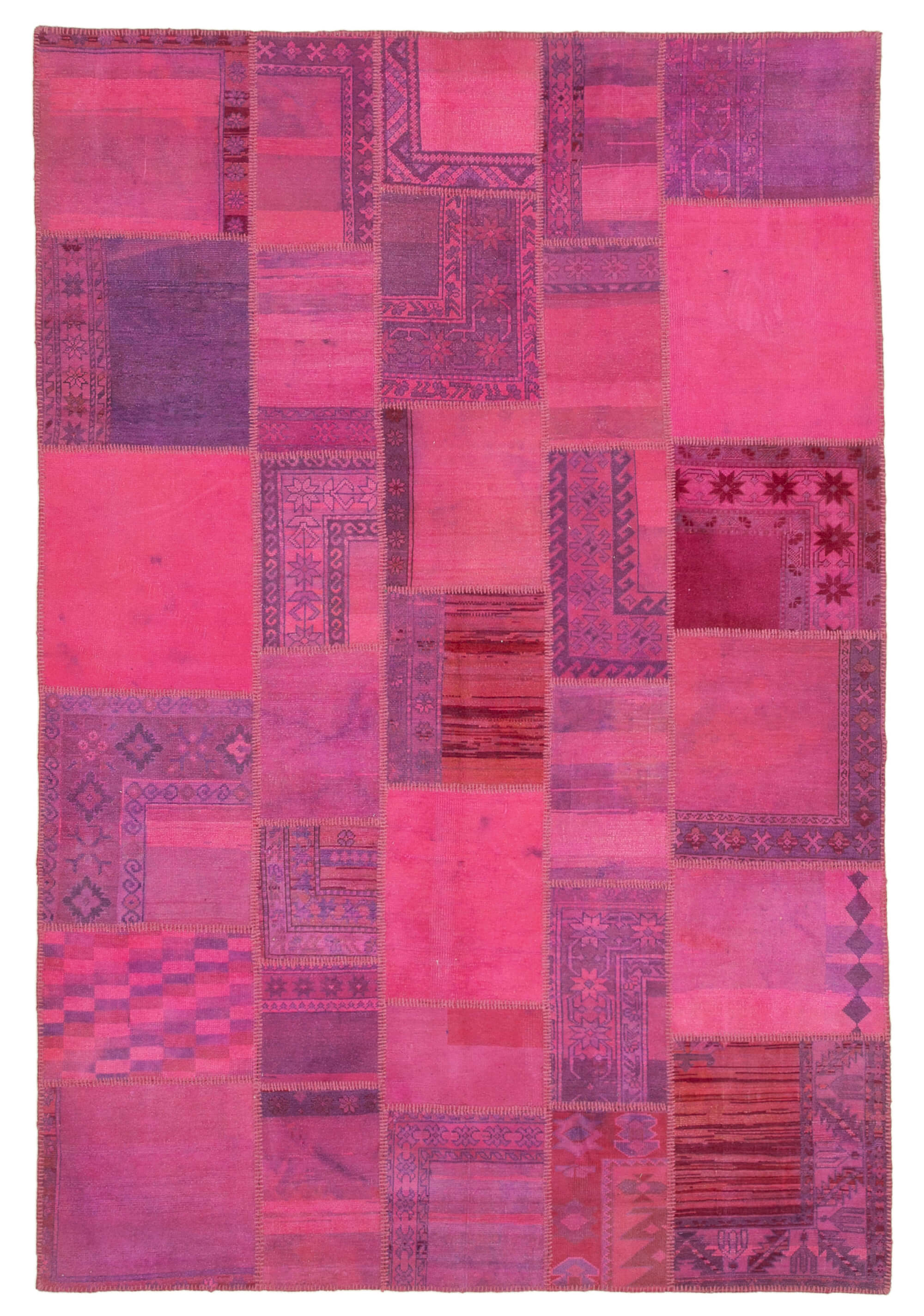 Tapis turc fait à la main 208 cm x 304 cm patchwork rose