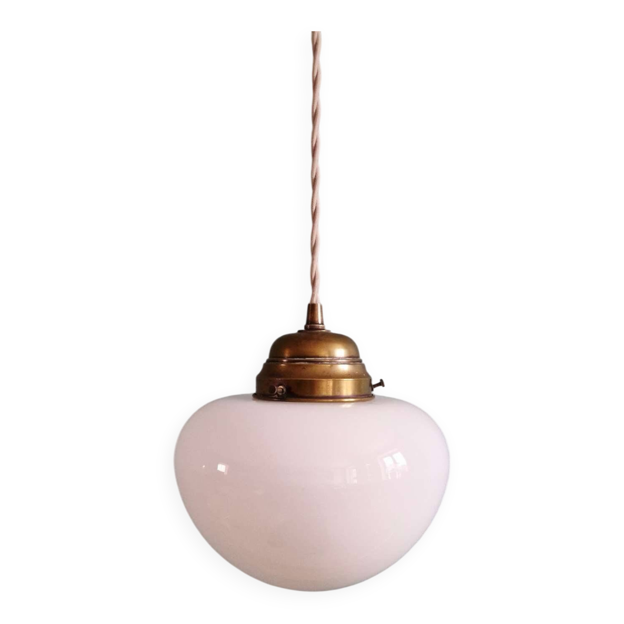 Art Deco pendant in white opaline, 1930