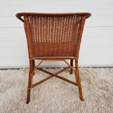 Vintage 50s osier and bamboo armchair