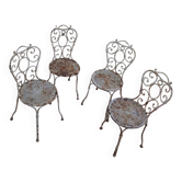 Set of 4 antique wrought iron garden chairs
