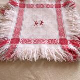 Set of red monogrammed towels