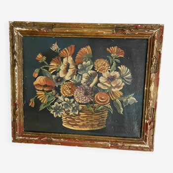 Oil on canvas, framed still life bouquet of flowers