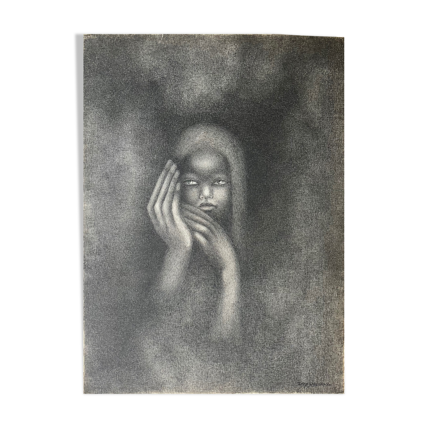 Painting young girl Dany Larroque XXth